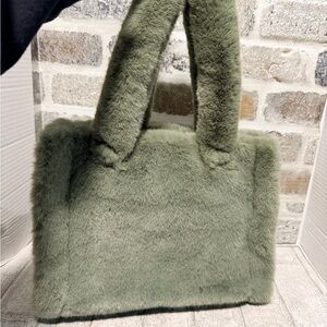 Stand studio Green Faux Fur Tote Bag new with tags